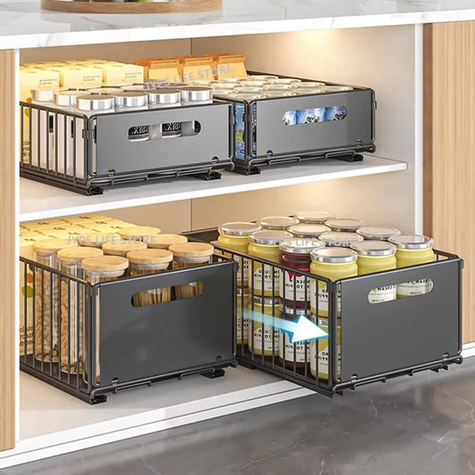 “Organizador Ajustable Extraíble para Cajones de Cocina – Bandeja Deslizante para Botellas de Condimentos, Especias y Accesorios de Cocina”