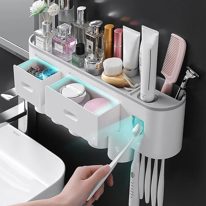 Dispensador automático de pasta de dientes de pared, estante de almacenamiento