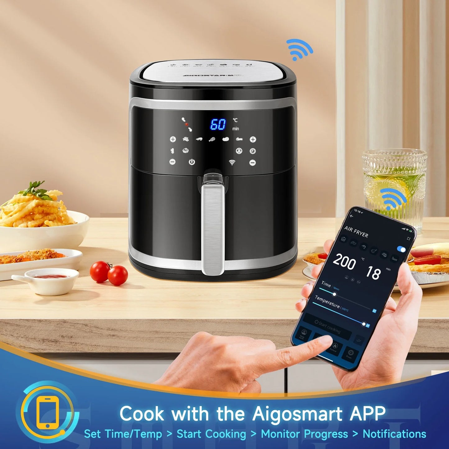 Freidora de Aire Aigostar 7L – Cocina Inteligente, Sana y Sin Esfuerzo