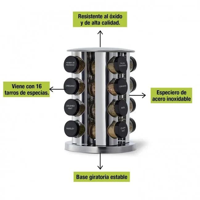 Organizador Giratorio de Especias 360° | Ahorra espacio en tu cocina