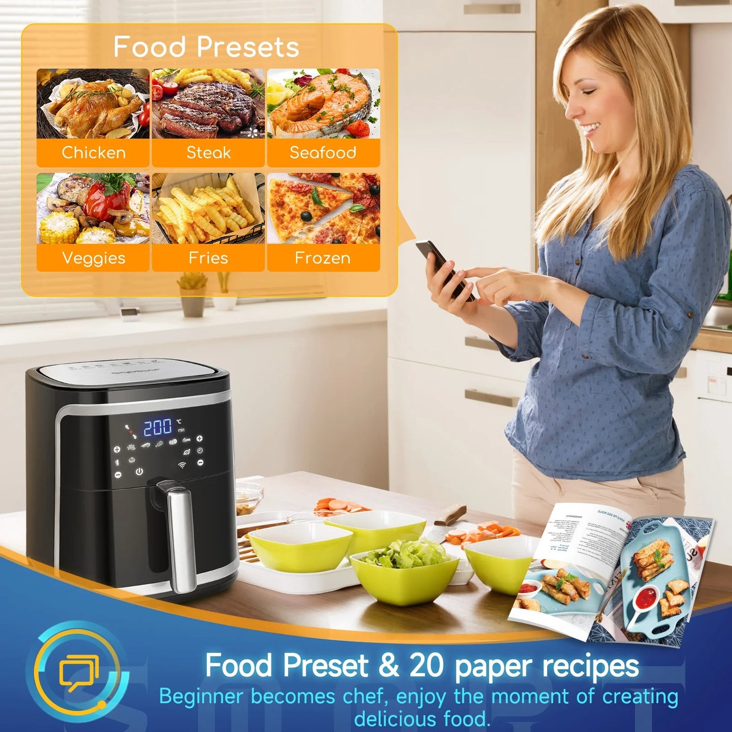 Freidora de Aire Aigostar 7L – Cocina Inteligente, Sana y Sin Esfuerzo